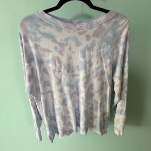 Green Tea Purple And Blue Tie Dye Long Sleeve Sweatshirt Size Large